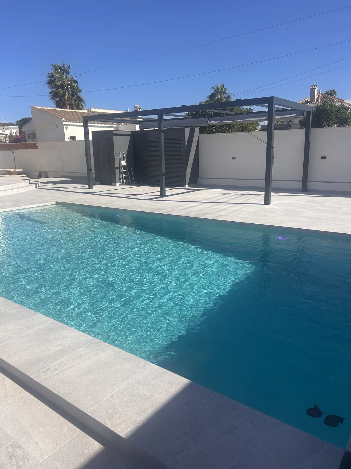 Pool, porcelain terrace and aluminium pergola in El Chaparral, Torrevieja — Creator Company